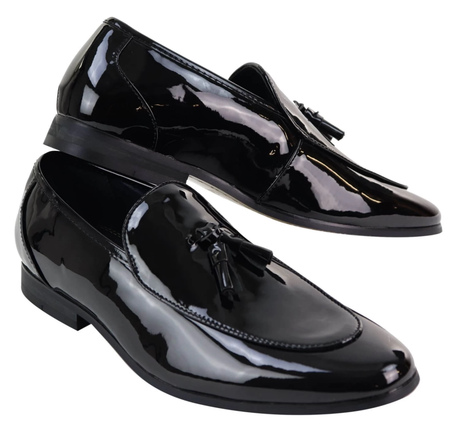 Mens Black Patent Shoes With Tassel - Image 4