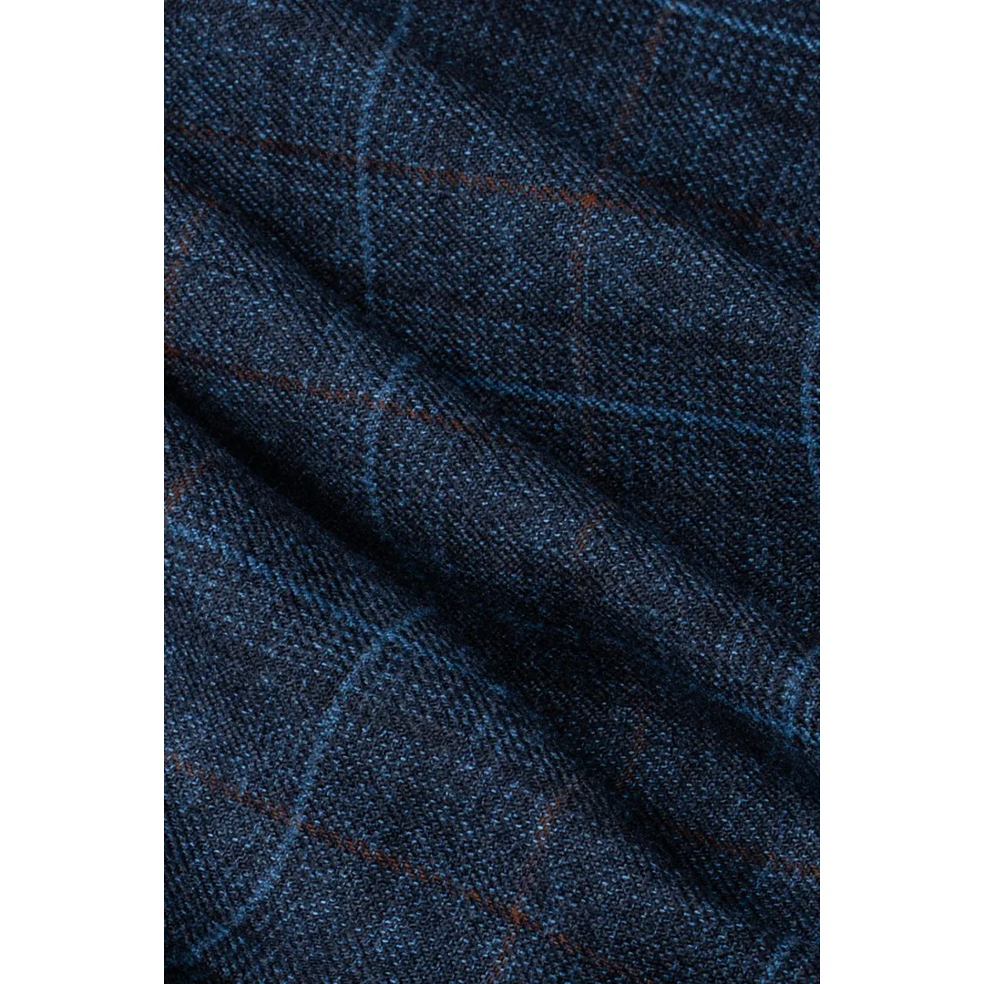 Cody – Men’s Navy Blue Check Waistcoat - Image 3