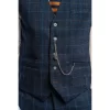 Cody – Men’s Navy Blue Check Waistcoat