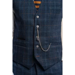 Cody – Men’s Navy Blue Check Waistcoat