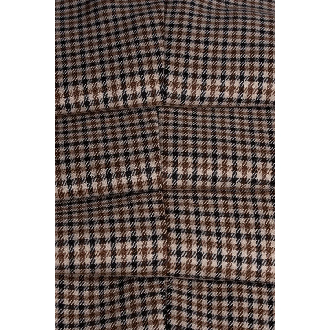 Elwood – Men’s Beige Check Houndstooth Waistcoat - Image 4