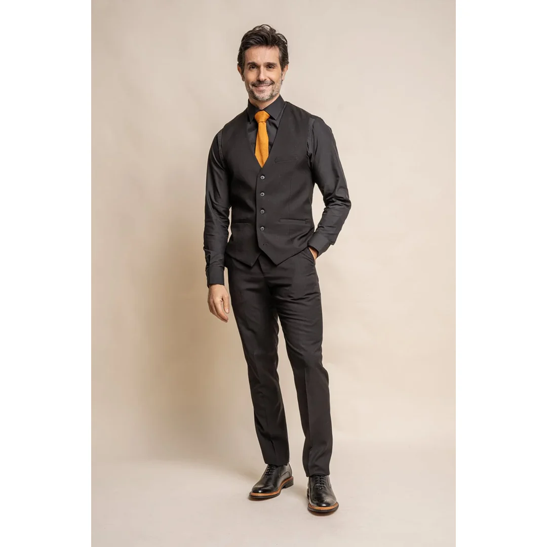 Marco – Men’s Classic Black Waistcoat - Image 2