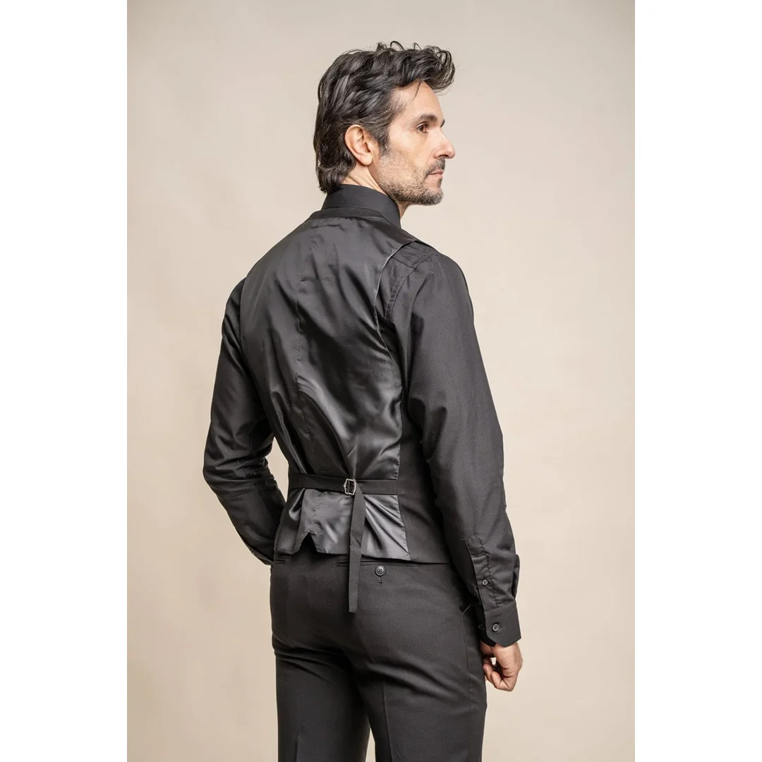 Marco – Men’s Classic Black Waistcoat - Image 3