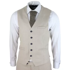Men’s Tweed Check Peaky Blinders Waistcoat Gilet Classic Herringbone