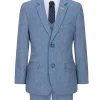 Boys 3 Piece Wool Suit Light Blue Tweed Vintage 1920s Classic 4 Pocket Waistcoat