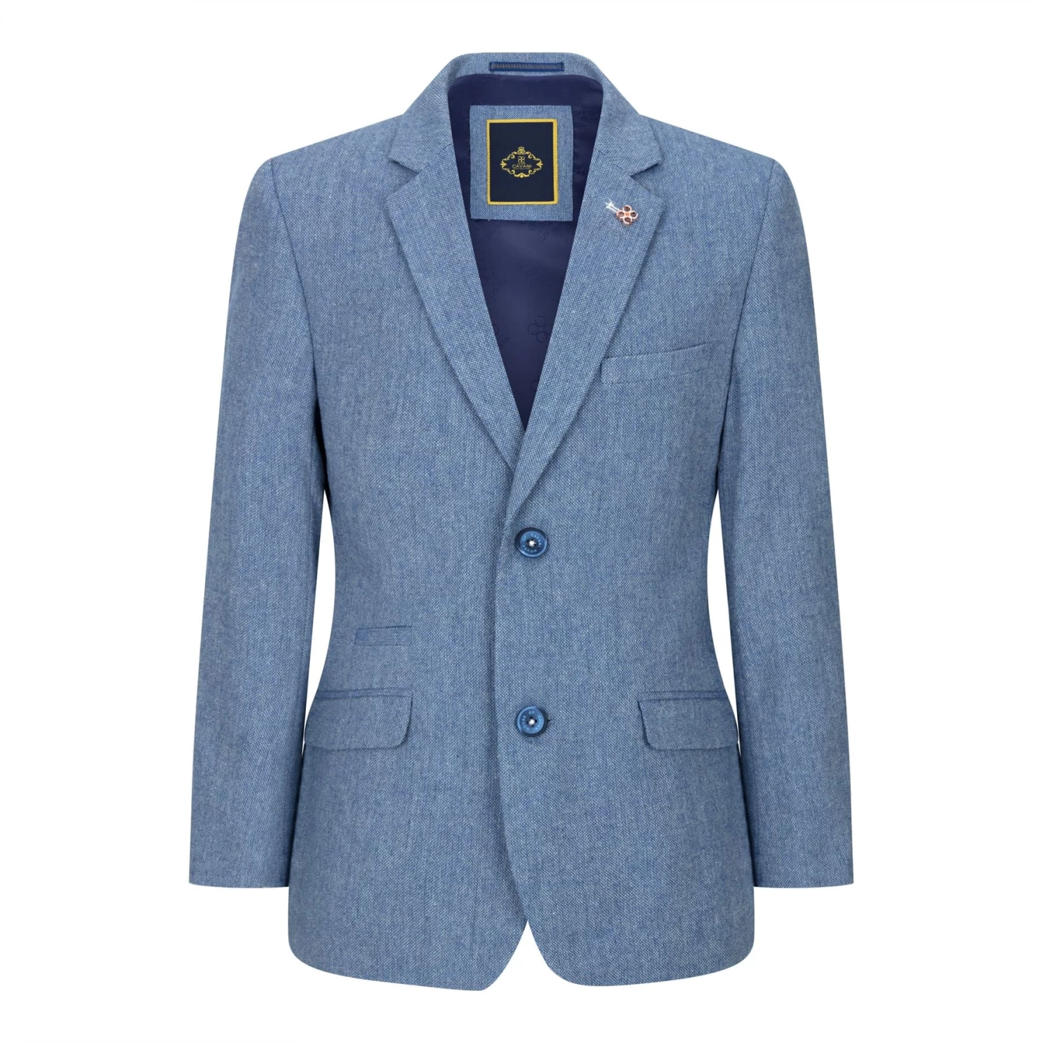 Boys 3 Piece Wool Suit Light Blue Tweed Vintage 1920s Classic 4 Pocket Waistcoat - Image 3